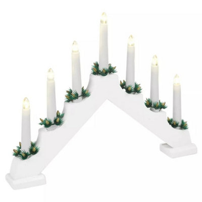 B&Q -  White7-Bulb Battery Operated Christmas Candle Bridge
