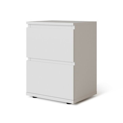 Urbn-Living Urbnliving Height 49Cm 2 Drawer Wooden Bedroom Bedside Cabinet Colour White Carcass And White Drawers No Handle Nightstand from B&Q