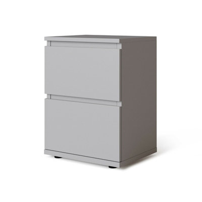 Urbn-Living Urbnliving Height 49Cm 2 Drawer Wooden Bedroom Bedside Cabinet Colour Grey Carcass And Grey Drawers No Handle Nightstand from B&Q