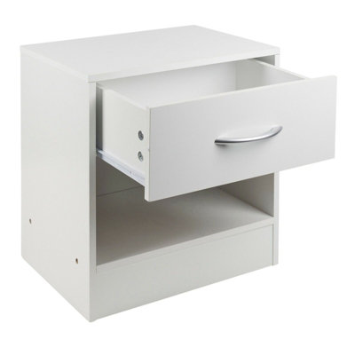 Urbn-Living Urbnliving Height 42Cm 1 Drawer Compact Wooden Bedroom White Colour Bedside Cabinet Furniture Nightstand Side Table from B&Q