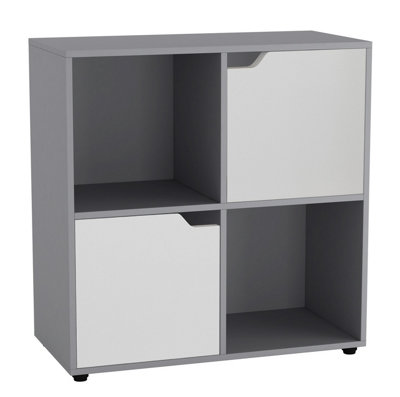 Urbn-Living GreyWhite4-Cube Shelving Unit With Wooden DoorsSquare from B&Q