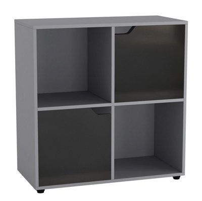 Urbn-Living GreyBlack4-Cube Shelving Unit With Wooden DoorsSquare from B&Q