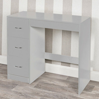 Urbn-Living Height 79.5Cm 3 Drawer Wooden Carcass And Drawers Bedroom Dressing Computer Work Table Desk Jewellery Grey