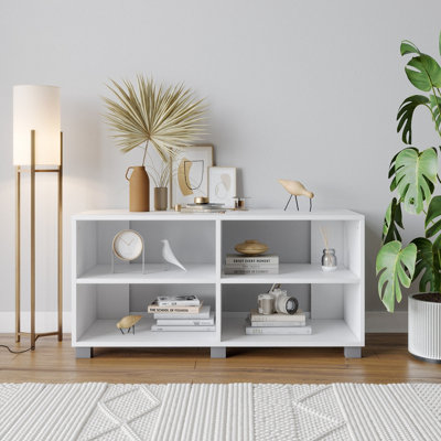 Urbn-Living Urbnliving Height 47Cm Wooden White Tv Stand Living Room Media Cabinet Modern Furniture from B&Q