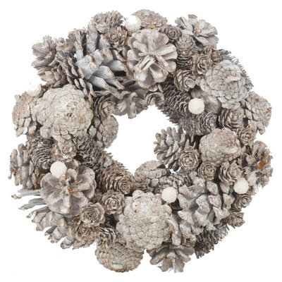 Urbn-Living Urbnliving 34Cm Festive Christmas Wreaths Natural Decorative Pine Cone Door Flower Ornaments from B&Q