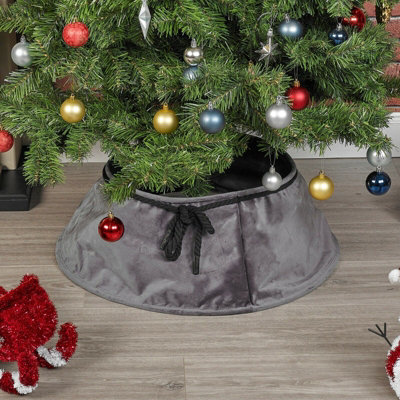 Urbn-Living Urbnliving 40Cm Christmas Tree Plush Velvet Tree Skirt Base Dark Grey Floor Cover Decor Home Mat Ornament from B&Q