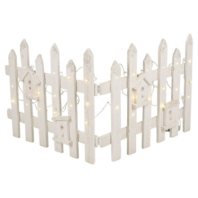 Urbn-Living Urbnliving 40Cm Rustic Wooden Snow Fence White 30 Led Lights Christmas Xmas Tree Skirt Stand Cover from B&Q