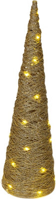 Urbn-Living Urbnliving 80Cm Led Light Up Christmas Tree Gold With Glitter Single Cone Pyramids Glitter Fairy Lights Ornament from B&Q