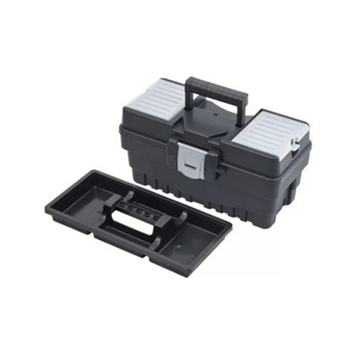 Urbn-Living Black Plastic Toolbox With Lid Storage- 19X37.5X20Cm from B&Q