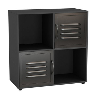 Urbn-Living BlackBlack4 -Cube Shelving Unit With Metal DoorsSquare from B&Q