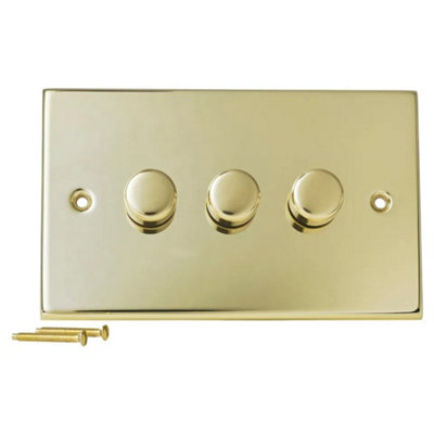 Urbn-Living VictorianVolex Crabtree Brass Gold 3-Gang Dimmer Light Switch from B&Q