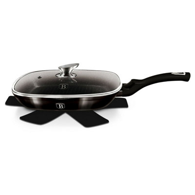 Urbn-Living Berlinger Haus 28Cm Square Shiny Black With Lid Grill Frying Pan from B&Q
