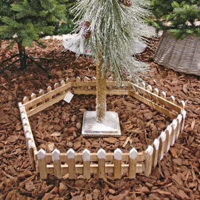  Urbnliving Set Of 2 Wooden Snow Fence For Garden Tree Christmas Xmas Skirt Stand Cover Decor