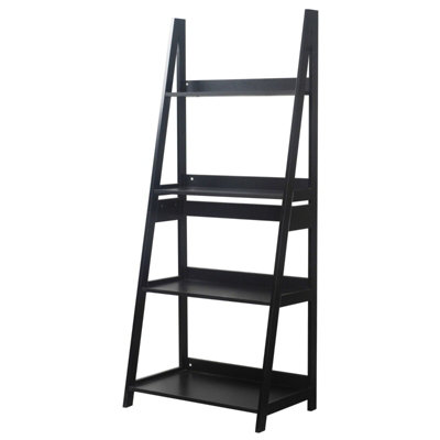 Urbn-Living Urbnliving Height 150Cm Modena 4 Tier Wooden Ladder Colour Black Storage Rack Display Stand Shelving Unit Bedroom from B&Q