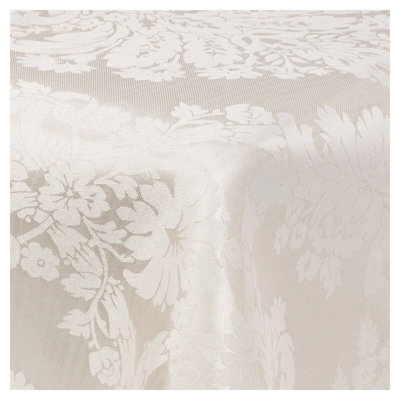 Urbn-Living Urbnliving 180X130Cm Damask Floral Jacquard Tablecloths Beige Rectangle Oblong Table Cloth Tableware Dining from B&Q