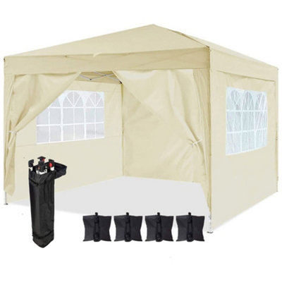 Dawsons Living Waterproof Pop Up Gazebo With Sides 3M X 3M Pop Up Outdoor Garden Pvc Coated - Travel Bag And 4 Leg Weight Bags