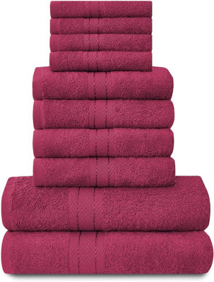 Gaveno Cavailia 10 Piece Toronto Towel Bale Set Deep Red Premier Super Soft And Quick Obsorbent Bath Towel from B&Q