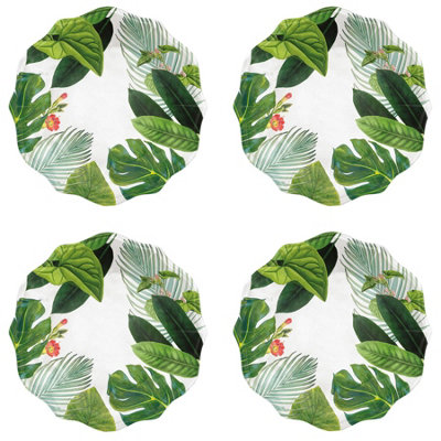 Purely Home Tropical Floral Melamine Dinner PlatesSet Of  4 from B&Q