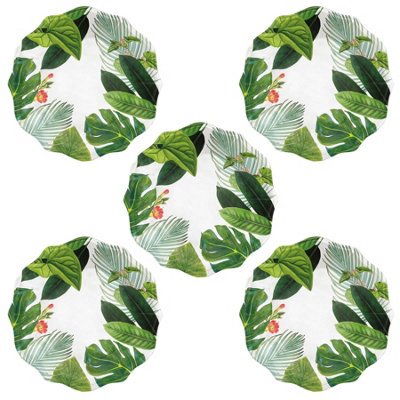 Purely Home Tropical Floral Melamine Dinner PlatesSet Of  5 from B&Q
