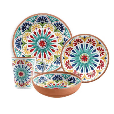 Purely Home Rio Medallion 8 Piece Dinnerware & Mugs Set For 2 from B&Q