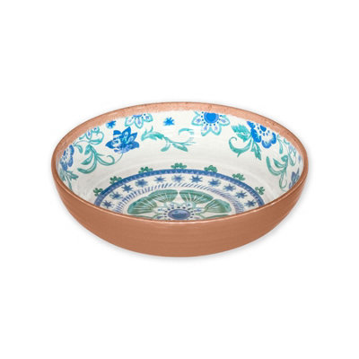 Purely Home Turquoise Floral Melamine Low Bowl from B&Q