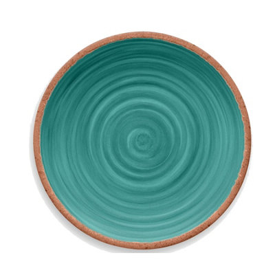Purely Home Rustic Swirl Turquoise Melamine Dinner PlatesSet Of 8 from B&Q
