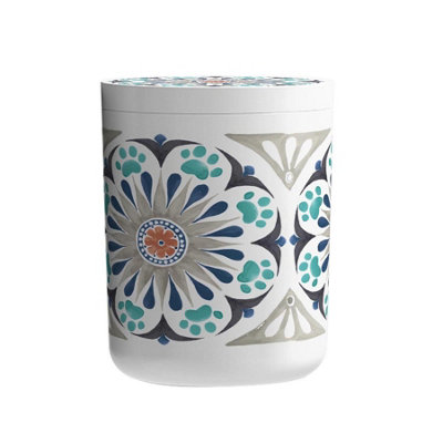 Purely Home Grey Medallion Melamine Pet Treat Jar from B&Q