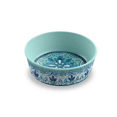 Purely Home Turquoise Floral Melamine Pet BowlMedium Food Bowl For Dogs from B&Q