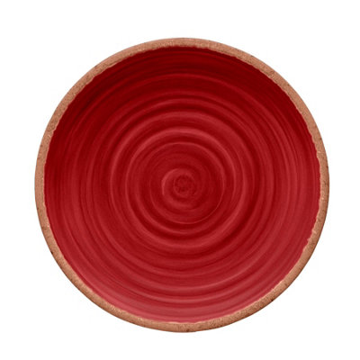Purely Home Rustic Swirl Red Melamine Dinner PlatesSet Of 4 from B&Q