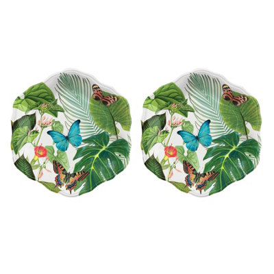 Purely Home Tropical Floral Melamine Side Plates - Set Of  2