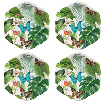 Purely Home Tropical Floral Melamine Side PlatesSet Of  4 from B&Q