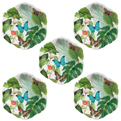 Purely Home Tropical Floral Melamine Side PlatesSet Of  5 from B&Q