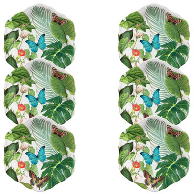 Purely Home Tropical Floral Melamine Side PlatesSet Of  6 from B&Q