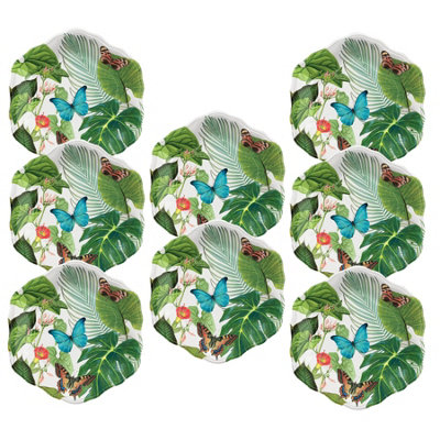 Purely Home Tropical Floral Melamine Side PlatesSet Of  8 from B&Q