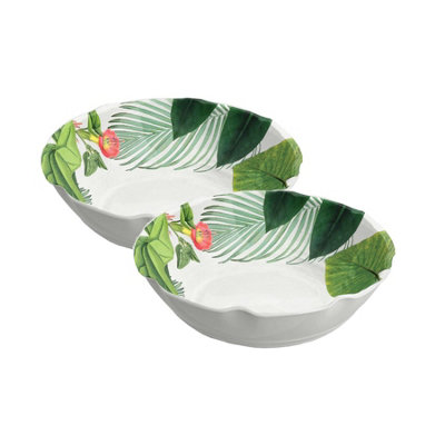 Purely Home Tropical Floral Melamine Low BowlsSet Of  2 from B&Q