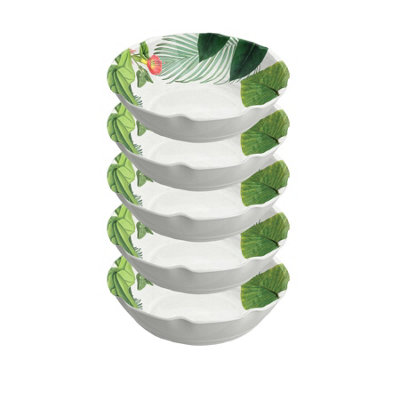 Purely Home Tropical Floral Melamine Low BowlsSet Of  5 from B&Q