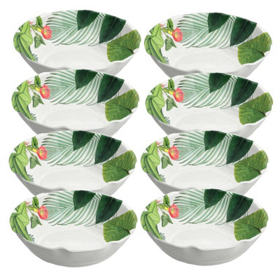 Purely Home Tropical Floral Melamine Low BowlsSet Of  8 from B&Q