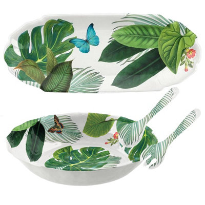 Purely Home Tropical Floral Melamine Salad Serving & Appetiser Platter Set from B&Q