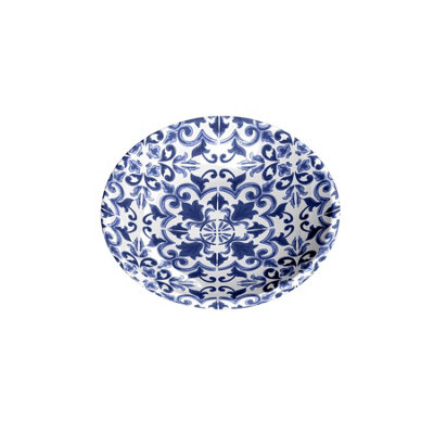 Purely Home Indigo Patterned Melamine Pet SaucerLow Small Food Bowl For Cats from B&Q