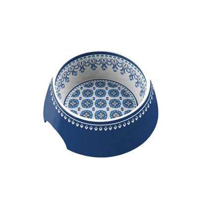 Purely Home Indigo Effect Melamine Pet BowlMedium Food Bowl For Dogs from B&Q