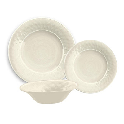 Purely Home Crackle Cream Melamine 6 Piece Outdoor Dinnerware Set For 2 from B&Q