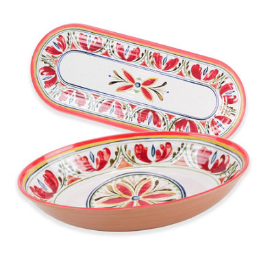 Purely Home Mediterranean Melamine Oval Serving Bowl & Oval Tray Set from B&Q