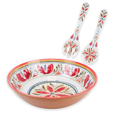 Purely Home Mediterranean Melamine Salad Bowl & Salad Servers Set from B&Q