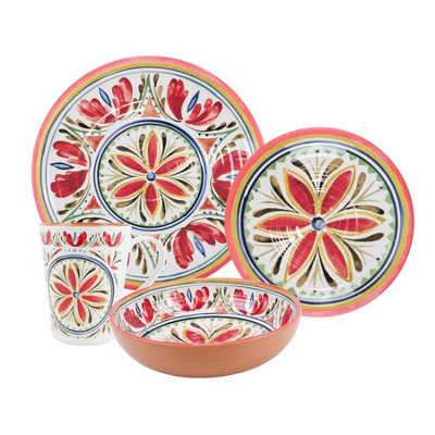 Purely Home Mediterranean 24 Piece Melamine Dinnerware & Mugs Set from B&Q