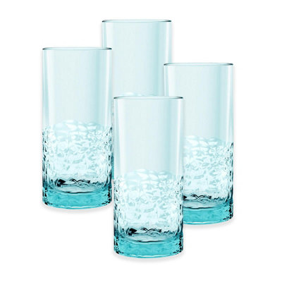 Purely Home Acrylic Blue Cube Highball Drinking GlassPlastic Picnic Camper GlassesSet Of 4 from B&Q