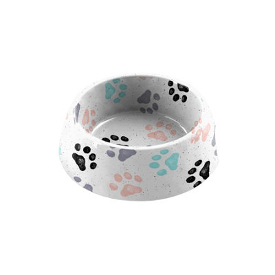 Purely Home Retro Paw Print Melamine Pet BowlMedium Food Bowl For Dogs from B&Q