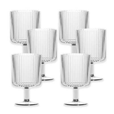 Purely Home Acrylic Plastic 15Oz Ribbed Drinking GobletStacking Wine GlassesSet Of 6 from B&Q
