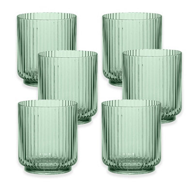 Purely Home Sage Green Acrylic Plastic 15Oz Ribbed Drinking TumblerSet Of 6 from B&Q