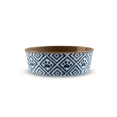 Purely Home Navy Paw Print Melamine Pet BowlSmall Food Bowl For Dogs & Cats from B&Q