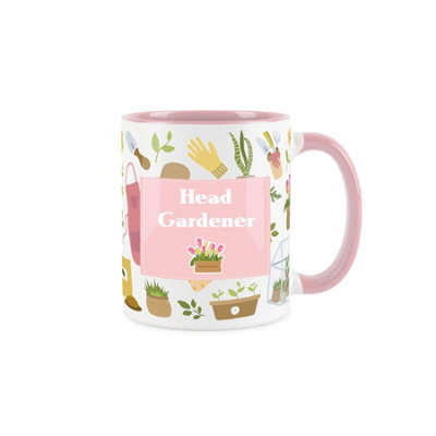 Purely Home Head Gardener MugGardening White & Pink Coffee/tea Gift 11Oz from B&Q